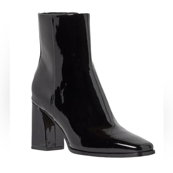 NWOT Women’s PAIGE Farah Square Toe Black Patent Bootie Black – Sz 9.5 - Picture 1 of 12